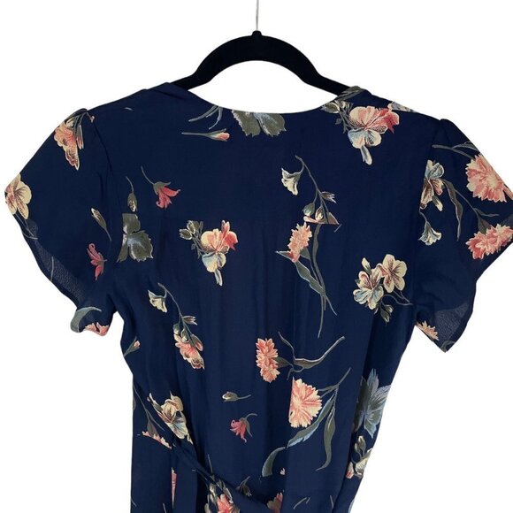 Christy Dawn The Autumn Floral Print Short Sleeve Wrap Dress Navy Blue Size S - Picture 6 of 11